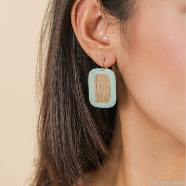 Серьги Nature Bijoux, Mississippi, с цветной эмалью и вставкой из дерева, NB25.1-12-79967 бирюзовый